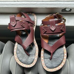 Isabel Marant Burgundy Leather Sandals